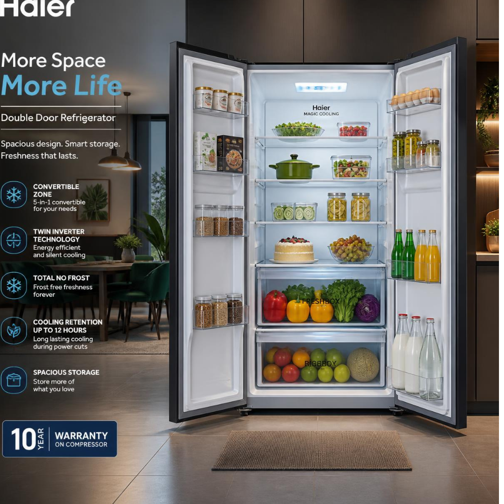 Haier Double Door Fridge